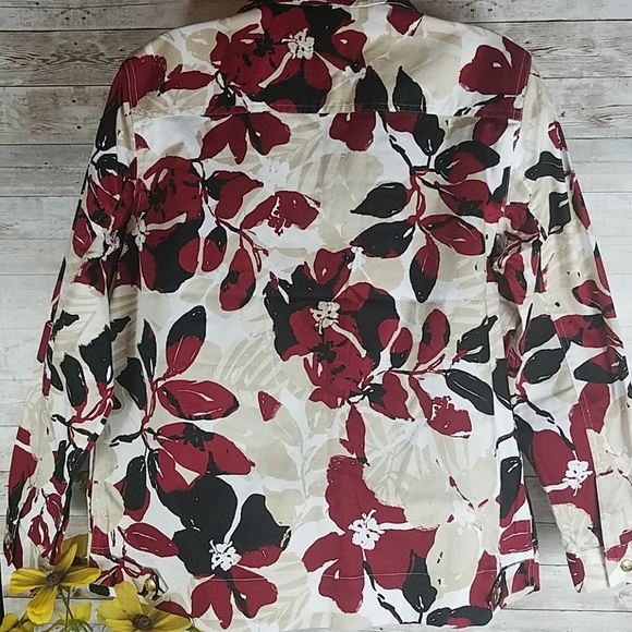 Draper's & Damon's, 0205, Red, black Floral Jacket, Sz M - Picture 2 of 8